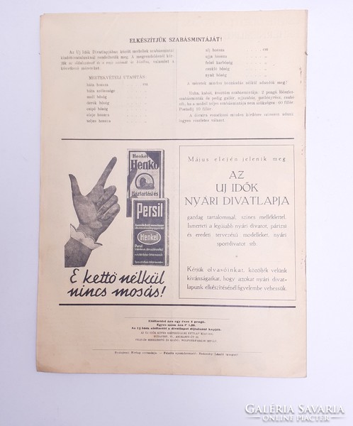 Régi újság 1936 tavasz Az Új Idők Divatlapja