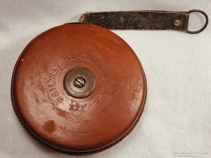 Railway measuring tape. Old measuring tape. Leather case. In rare condition, rare collection