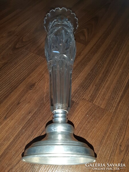 Crystal vase on a metal base