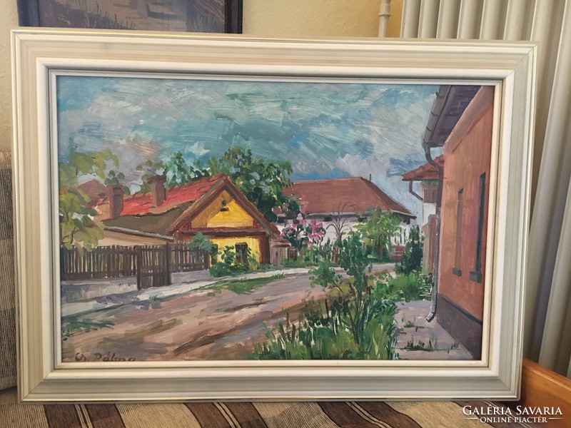 Csepel palm oil painting - village street view