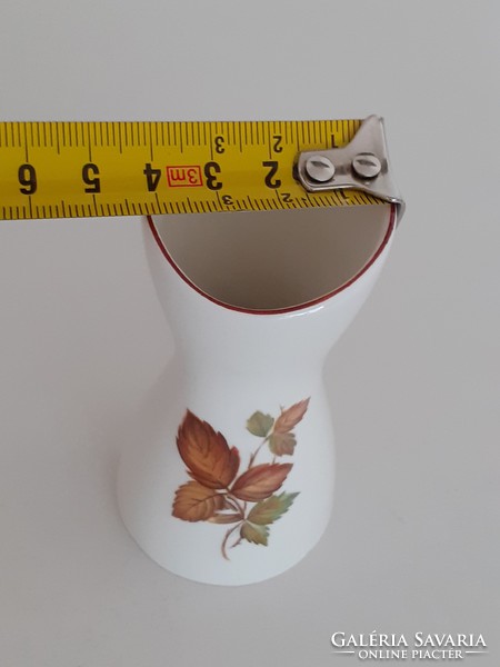 Old aquincum porcelain mini vase with leaf pattern