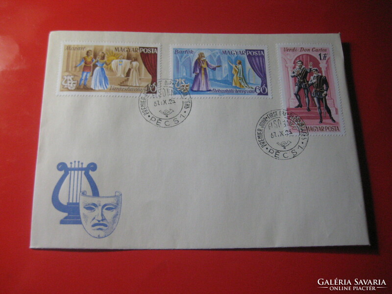 First day stamp ... . Theater - opera, mozart, magic flute and bartók....