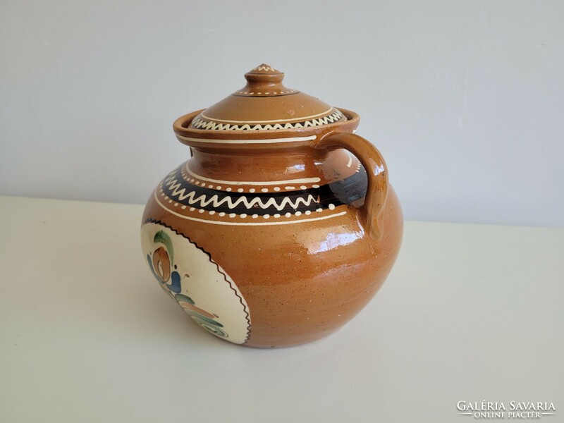 Old Vintage 6 L Pottery Pottery Pot Large Size Rooster Pattern Lid Pot Cooking Pot