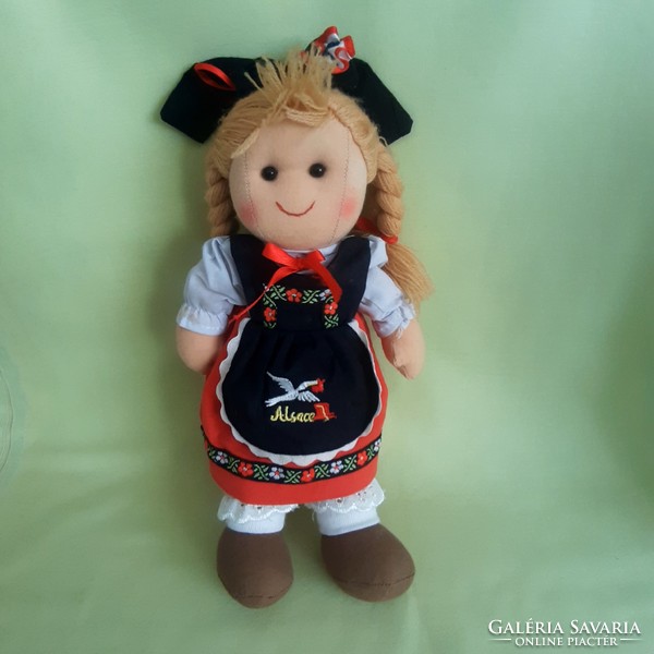 French folk costume textile doll from Alsace region