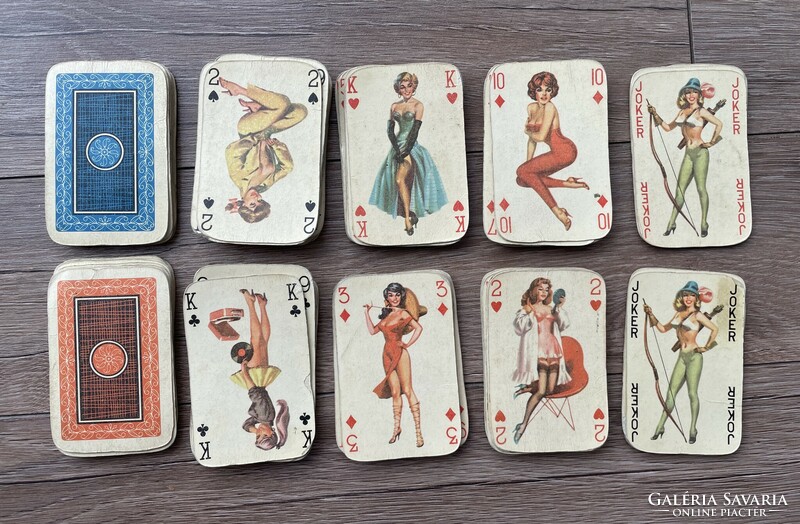 Pin Up akt kártya- 2 csomag teljes pakli cca. 1960-as évek