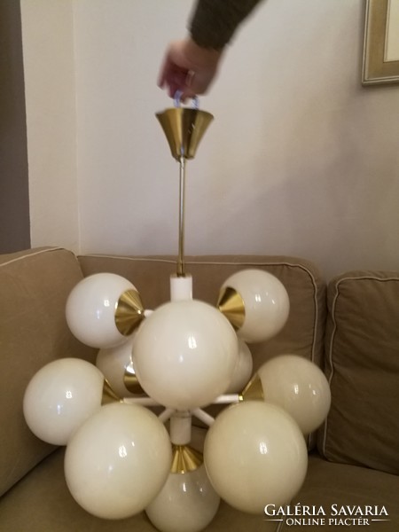 Extra mid century spherical, sputnik chandelier with glass or plastic sphere