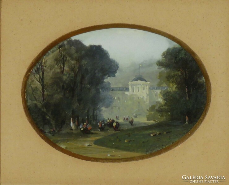 Ciceró jelz. osztrák festő XIX. sz. : Kastélypark