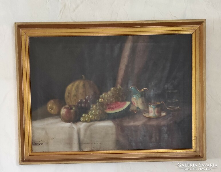 Antique beautiful fruit still life, sign painting