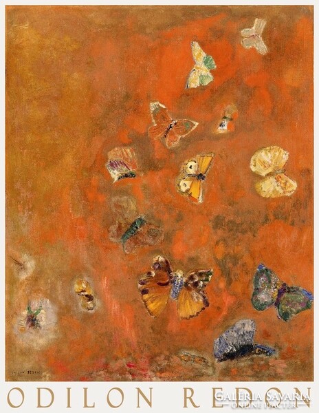 Odilon Redon A pillangók megidézése 1911 szimbolista festmény művészeti plakátja, színes lepkék