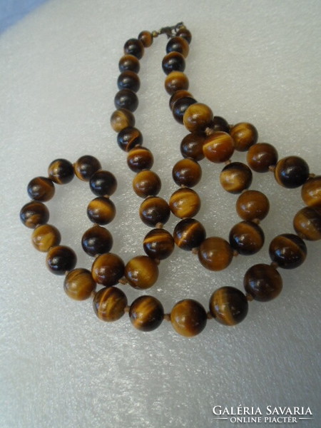 Tiger eye necklace knotted with large eyes with large eyes antique piece 62 cm