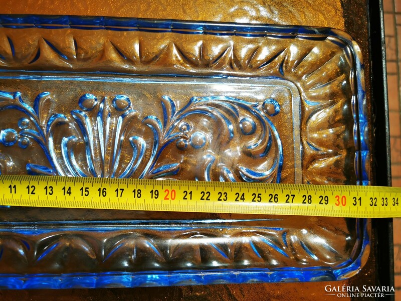 Old blue glass tray