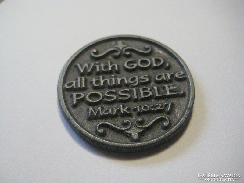 Christian religious coin / with God everything is possible! / 30 Mm, from spaiater