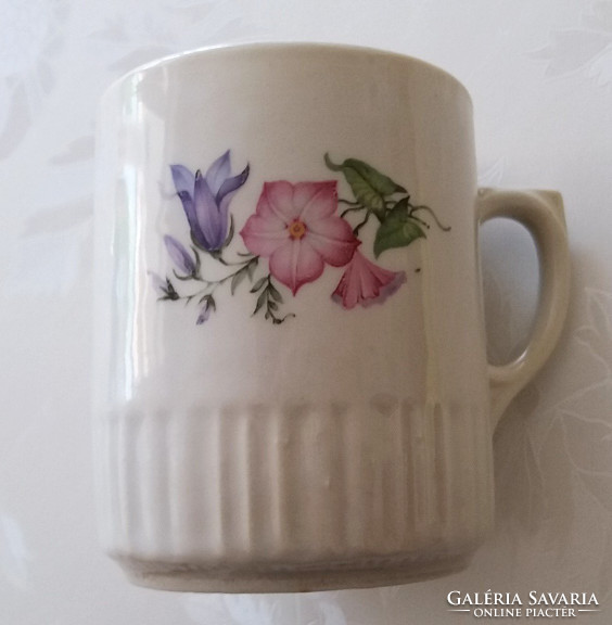 Zsolnay régi porcelán virágos bögre 9 cm