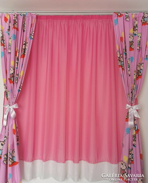 Pink teddy bear black girl little curtain set new