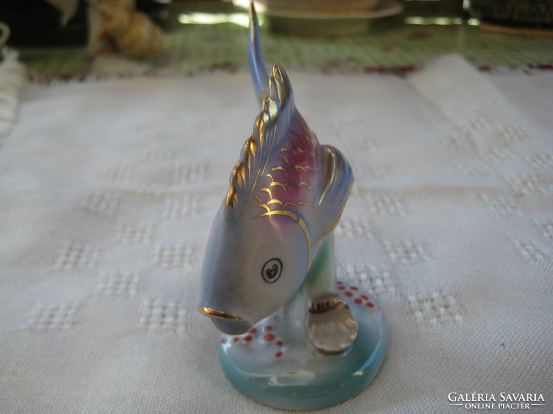 Drasche fish, hand-painted, flawless, beautifully gilded,, 10 x 9 cm