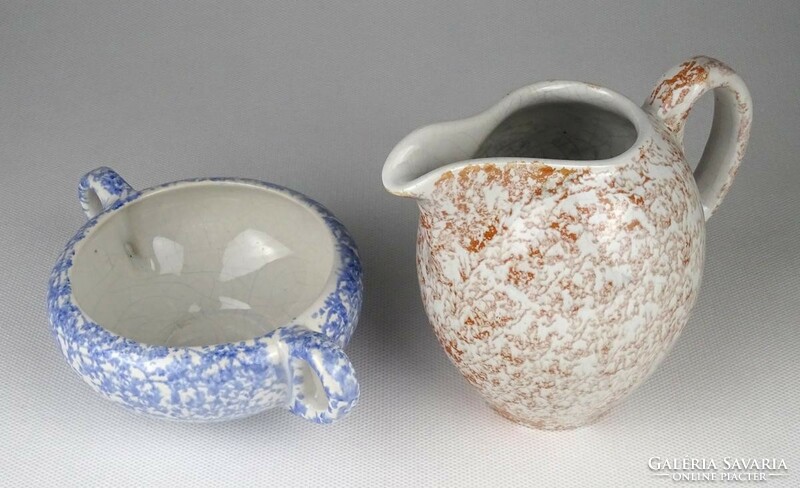 1J167 old art deco splashed glazed ceramic spout and bowl