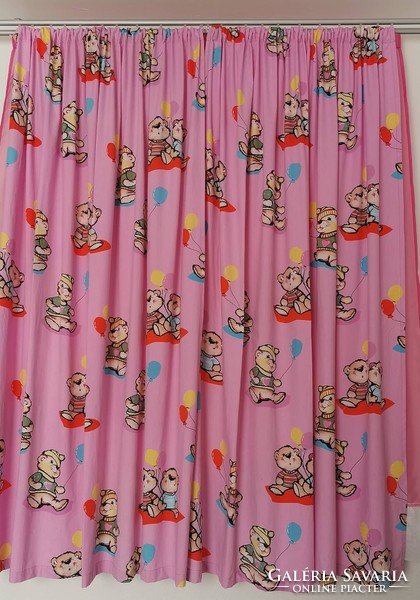 Pink teddy bear black girl little curtain set new