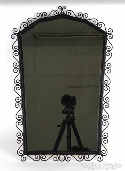 1J273 old wrought iron mirror 67.5 X 45.5 Cm