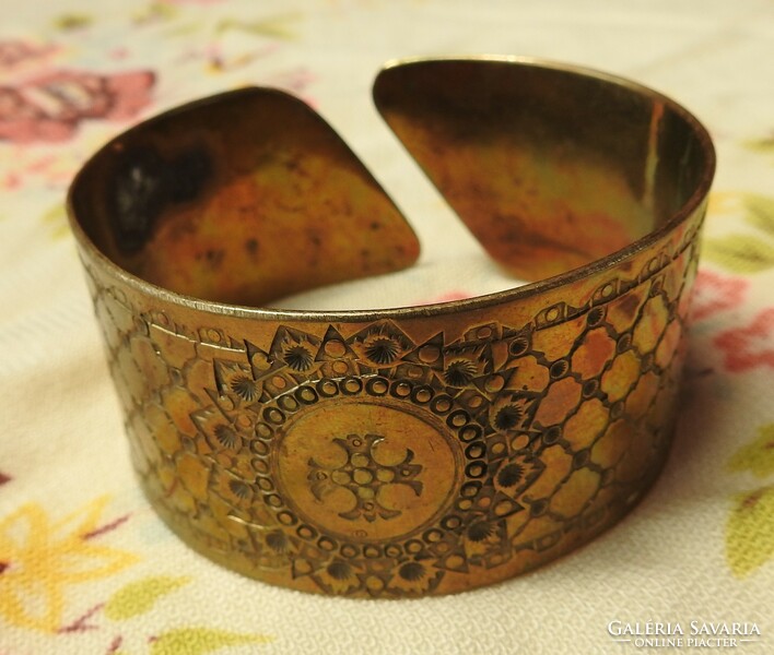 Old engraved thick copper bracelet