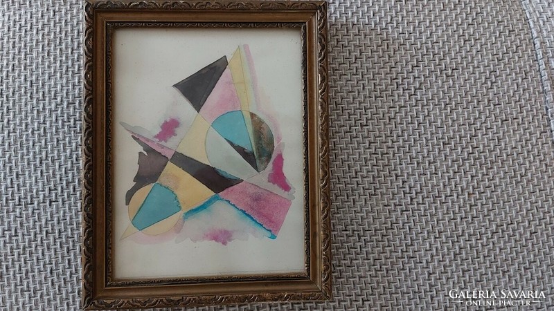 Abstract constructivist painting with 18x22 cm frame.