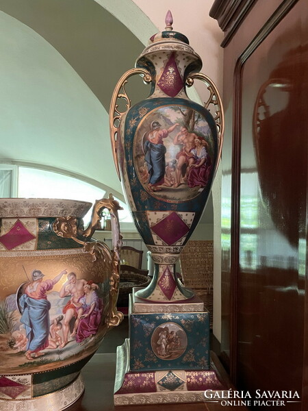 3 pieces, old, huge Czech vase around 1900, huge size !!!