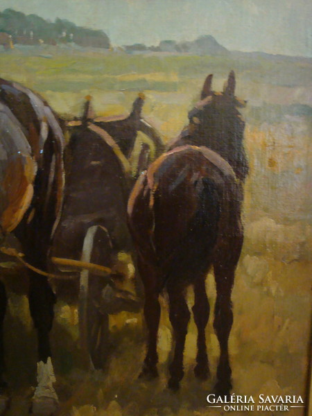 János Viski: resting horse-drawn carriage (f279)