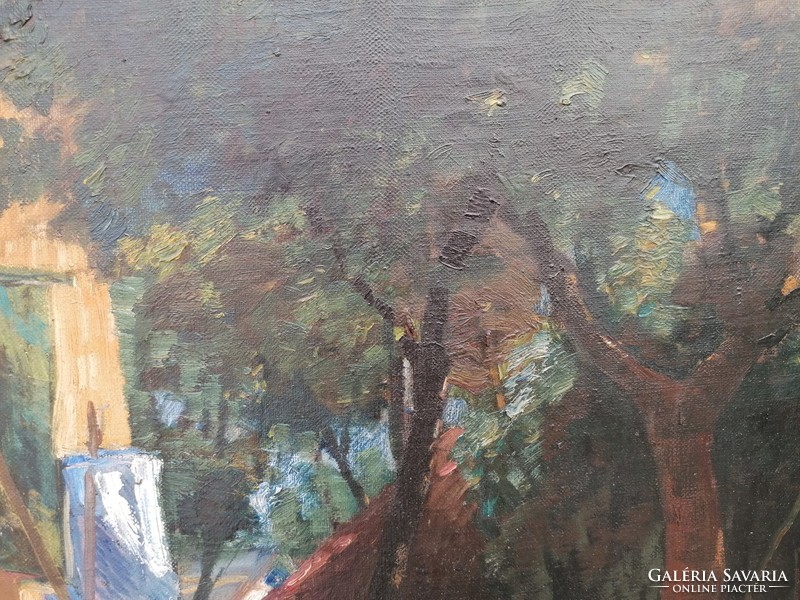 Ujváry Ferenc  (1898-1971) Körmenet / Impresszionista festménye
