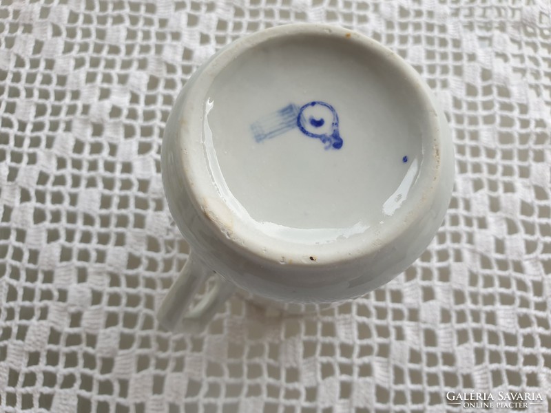 Régi Zsolnay porcelán bögre pipacsos búzavirágos mezeivirágos teás csésze