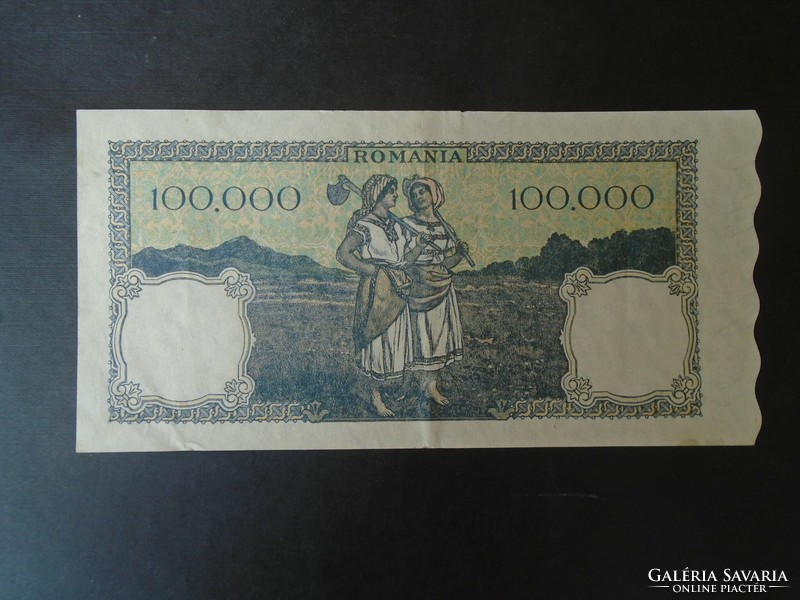 27  34 Régi bankjegy  -  ROMÁNIA 100000  Lej  1947  (május 8.)  VF+  KEY DATE