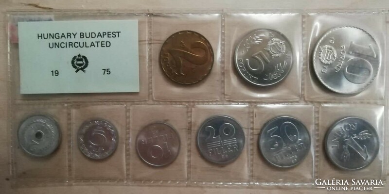 Magyar pénzforgalmi sorozat 1975 originált tokban ritka 5 és 10 forintossal
