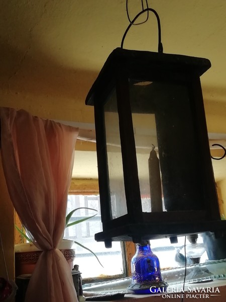 Antik vasúti fa hordozható gyertyás lámpás