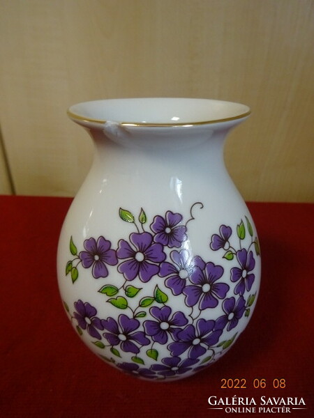 Zsolnay porcelain vase, violet pattern, height 13 cm. He has! Jókai.