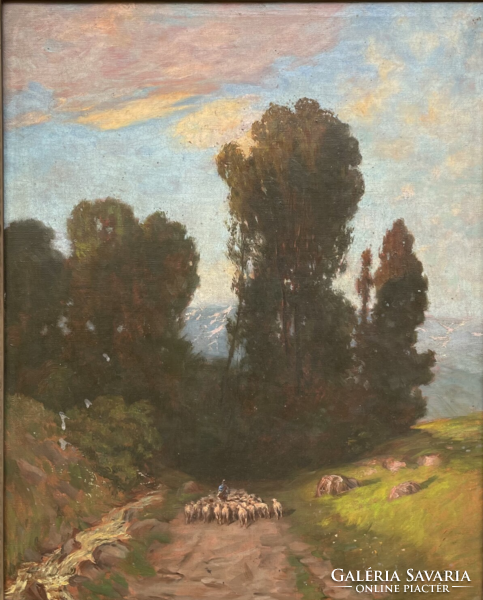 Rubovics Márk  (1867-1947) Romantikus táj c. festménye