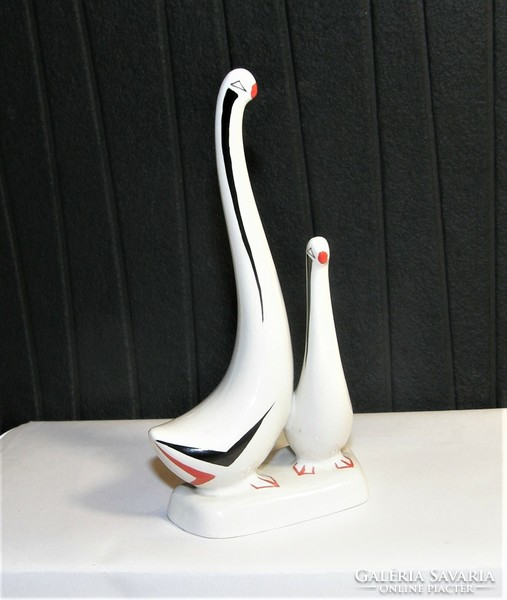 Art deco goose pair - aquincum porcelain