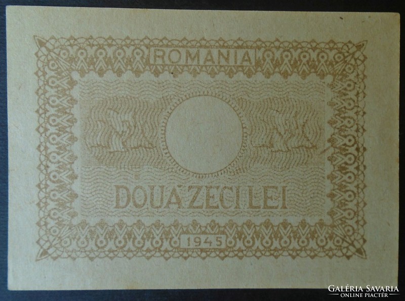 27  47  Régi bankjegy  -  ROMÁNIA 20  Lej  1945 aUNC