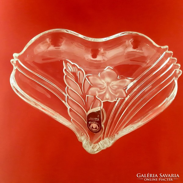Német Walther Glas szív alakú üveg tál, kínáló