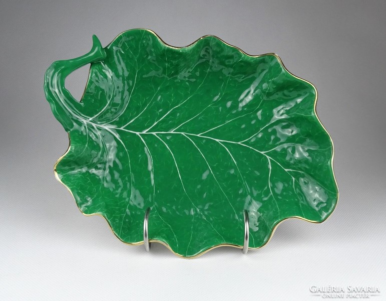 1J420 old leaf-shaped Herend porcelain tableware serving bowl very rare 26.5 Cm