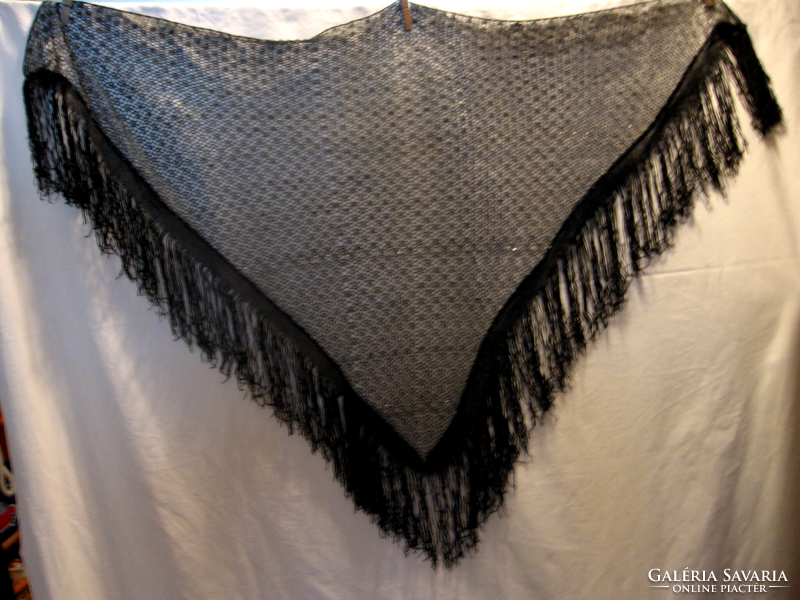 Black mesh lace glitter, fringed scarf, scarf