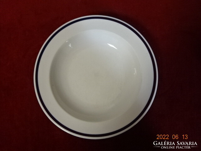Lowland porcelain deep plate, blue striped, diameter 21.8 cm. He has! Jókai.