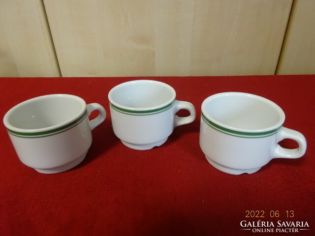 Lowland porcelain, green striped coffee cup, three pieces. He has! Jókai.