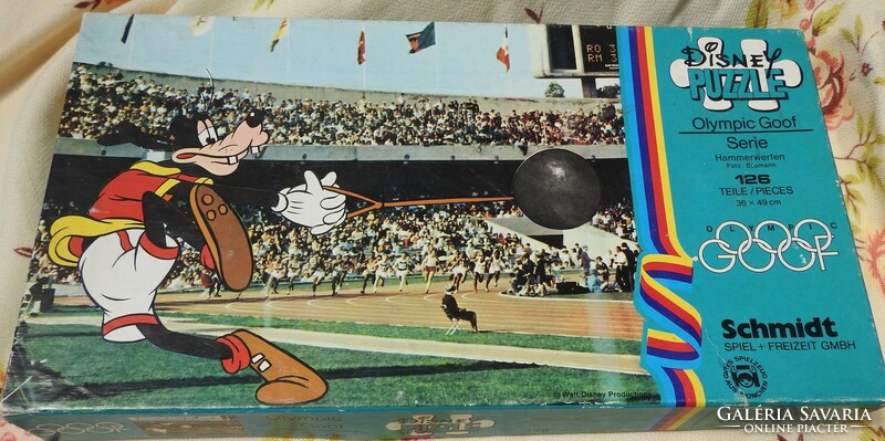 Régi Disney Puzzle - Olympic Goof Seria - Schmidt 126 db os kirakó játék - Goofy kutya az olimpián