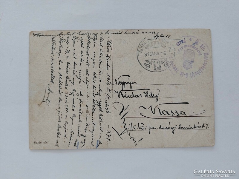 Régi képeslap 1916 művészeti levelezőlap M. Billing csendélet szőlő körte