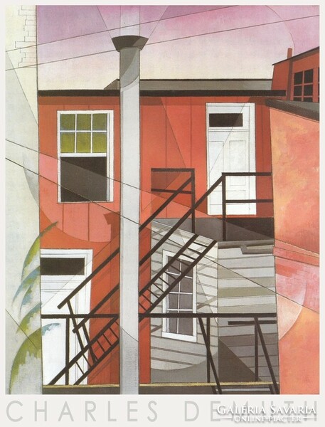 Charles Demuth (1883-1935) festmény reprodukció, művészeti plakát, lakóépület ház fal bejárat lépcső