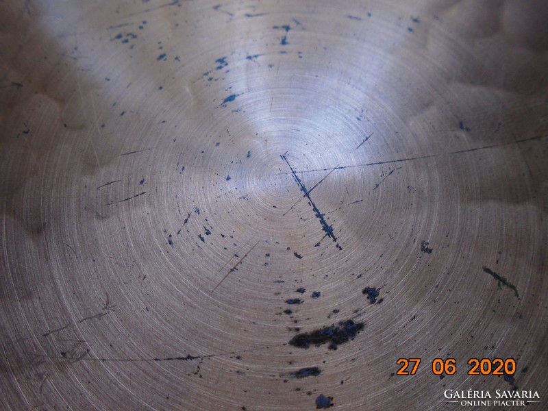 Shiny hammered heavier copper round tray