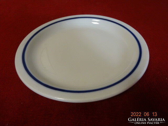 Lowland porcelain small plate, blue striped, diameter 16.8 cm. He has! Jókai.