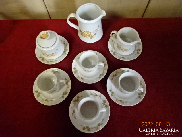 Alföldi porcelán négy személyes kávéskészlet, sárga virágos. Vanneki! Jókai.