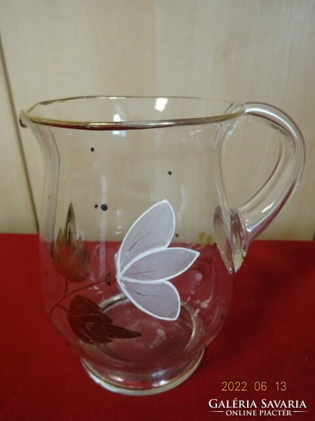 Glass pitcher with hand painted flowers. He has! Jókai.