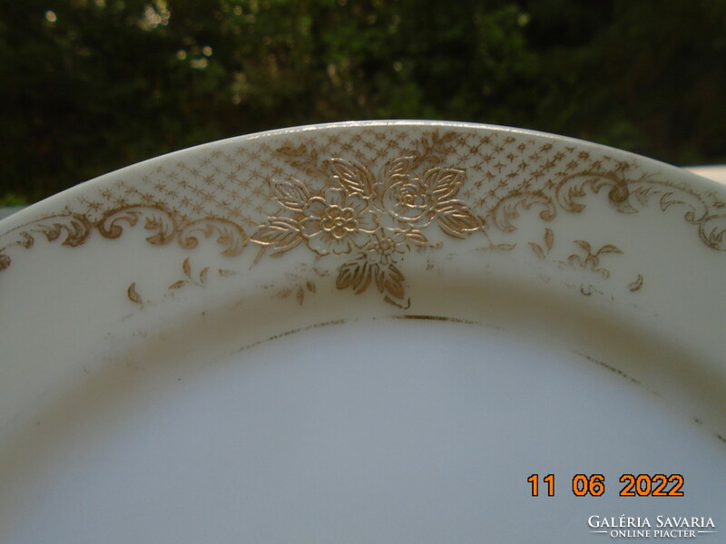 Noritake aranybrokát virágos rácsos tányér