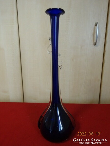 Cobalt blue glass vase, handmade, height 38 cm. He has! Jókai.