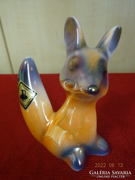 Glazed ceramic figure, fox coma, Hungarian craftsman. He has! Jókai.